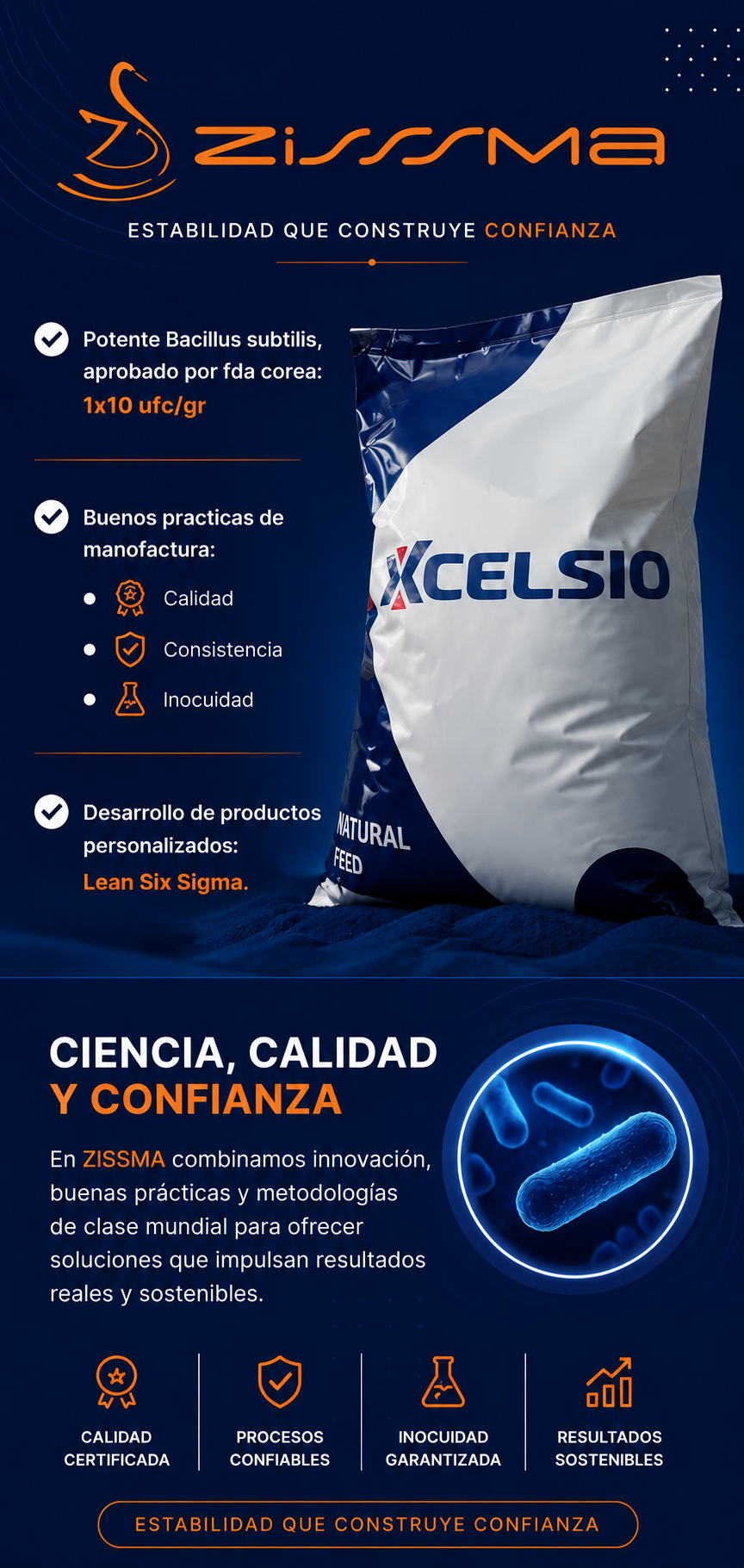 Xcelsio — Aditivo Zootécnico probiótico Zissma